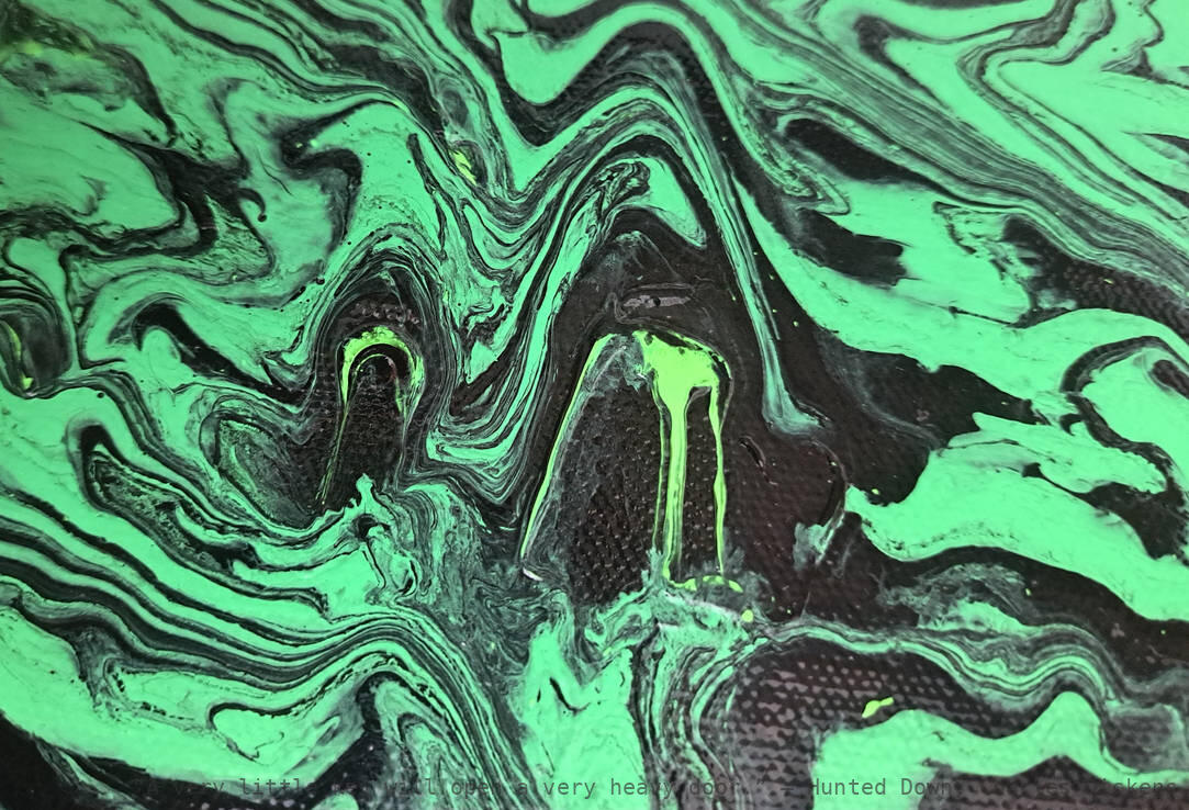 Gray Hats Phosphor-green acrylic pour of hooded consciousness hackers